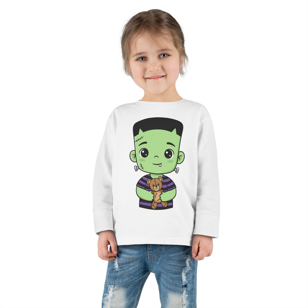 Cute Halloween Toddler Long Sleeve Tee with Cartoon Frankenstein