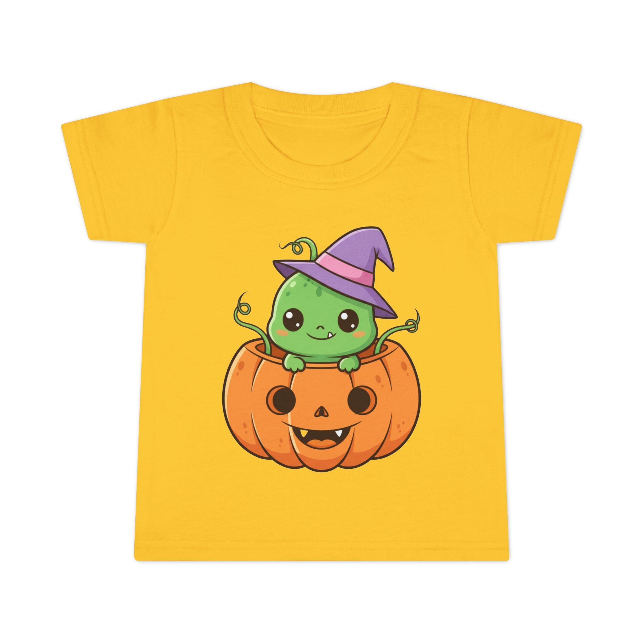 Cute Halloween Toddler T-Shirt with Pumpkin and Witch Hat Design