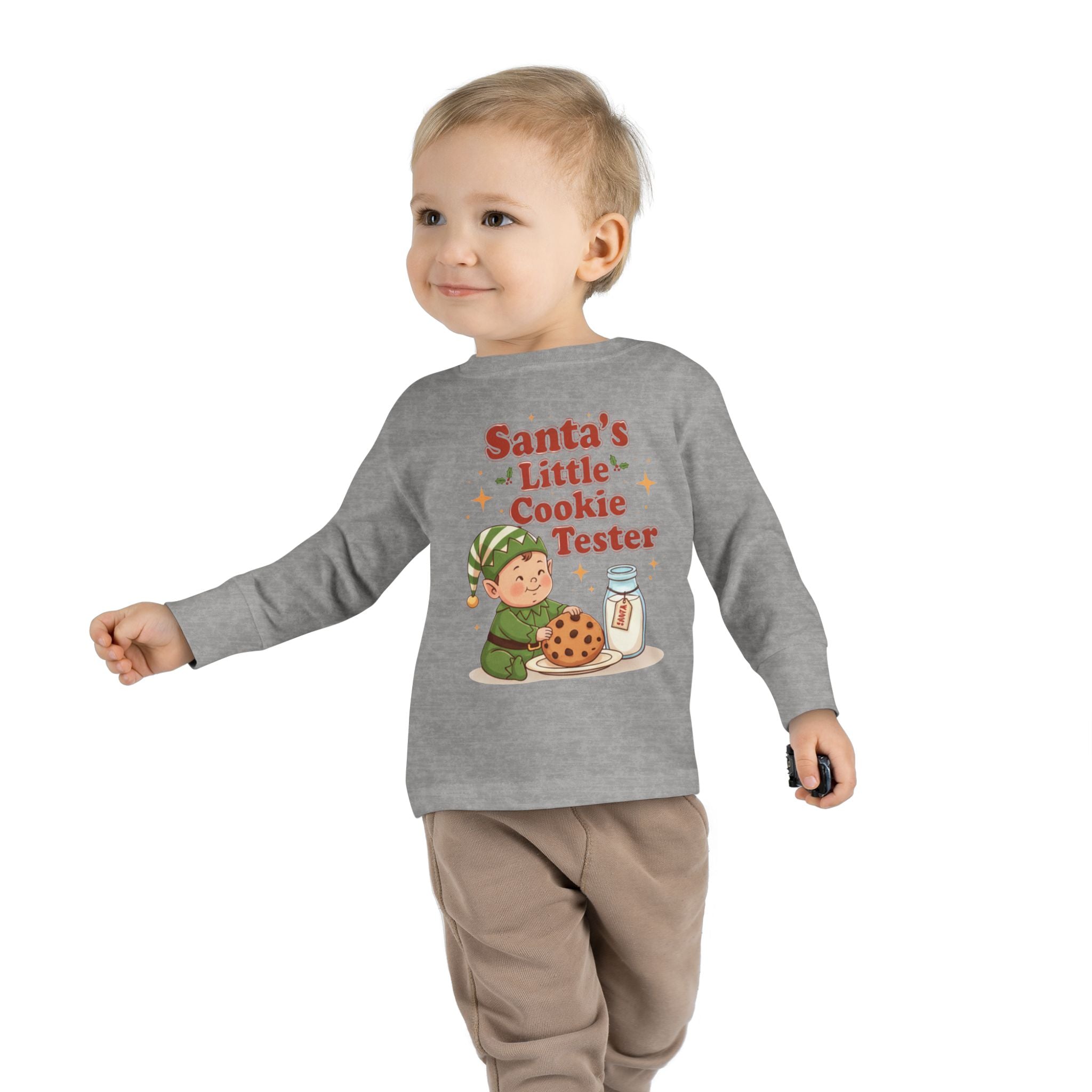 Santa's Little Cookie Tester Toddler Long Sleeve Tee