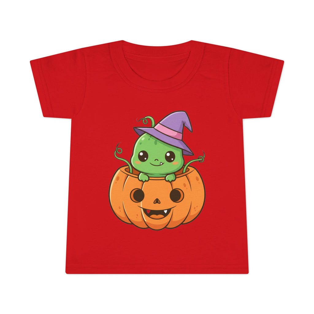 Cute Halloween Toddler T-Shirt with Pumpkin and Witch Hat Design