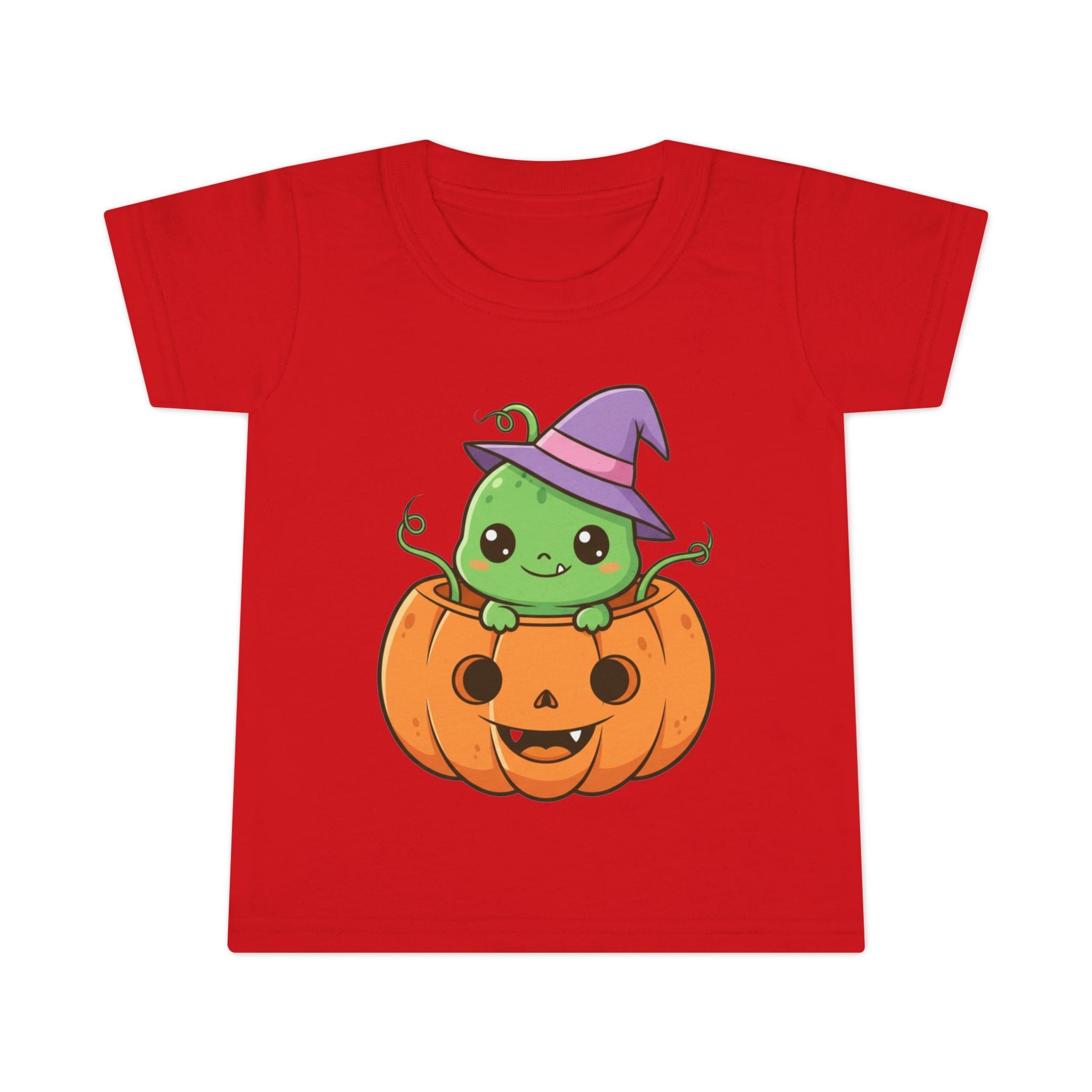 Cute Halloween Toddler T-Shirt with Pumpkin and Witch Hat Design