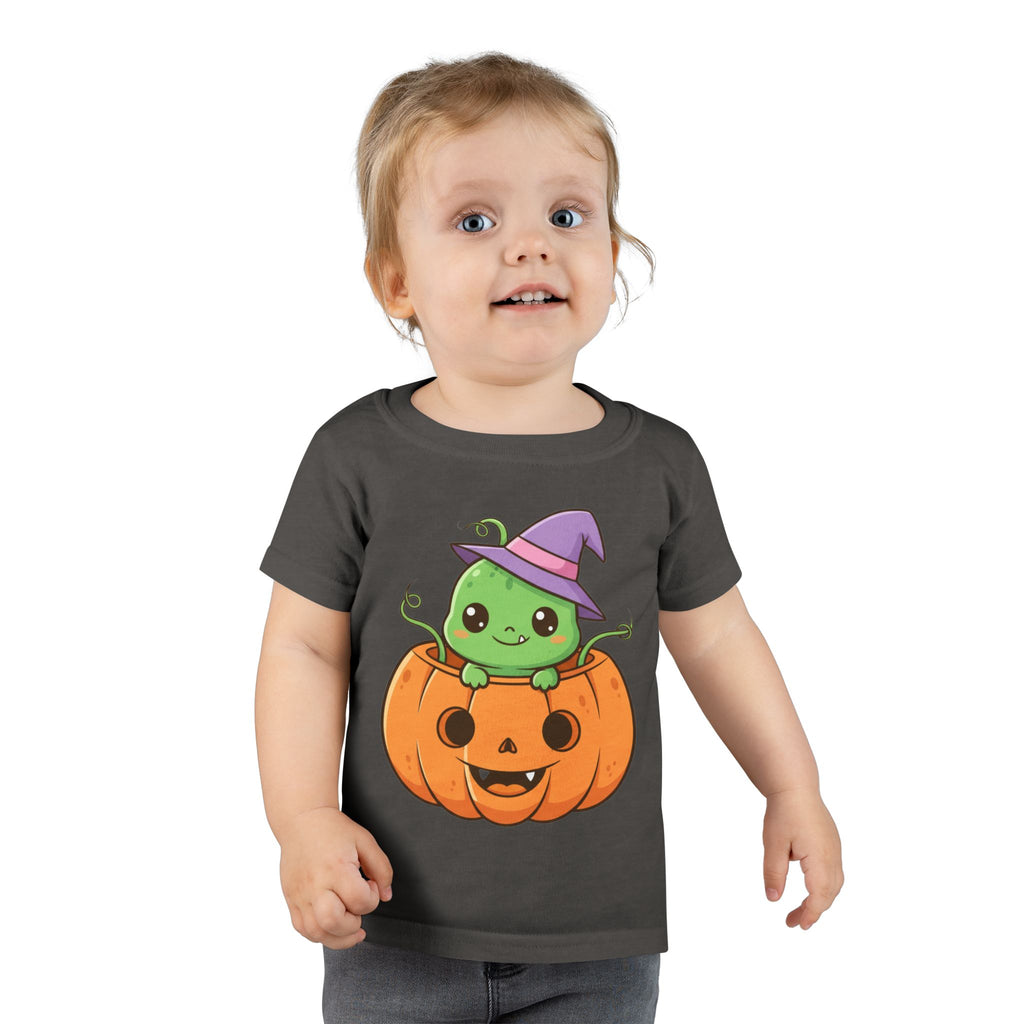 Cute Halloween Toddler T-Shirt with Pumpkin and Witch Hat Design