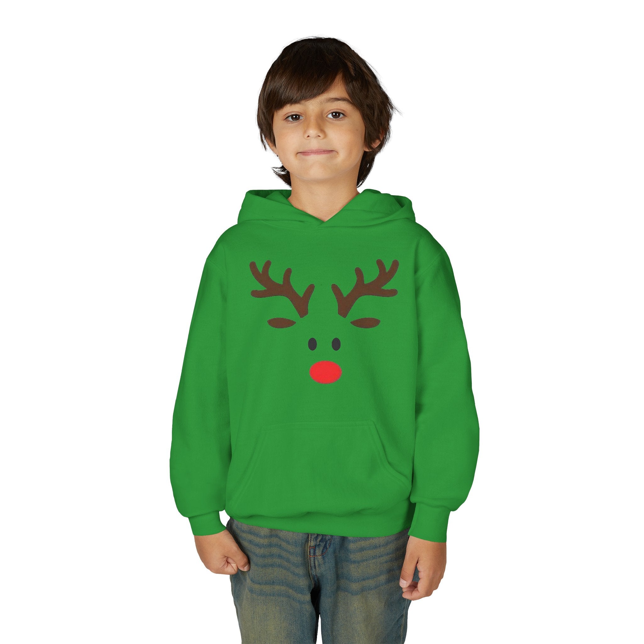 Reindeer Youth Hoodie - Festive Heavy Blend Sweatshirt for Kids