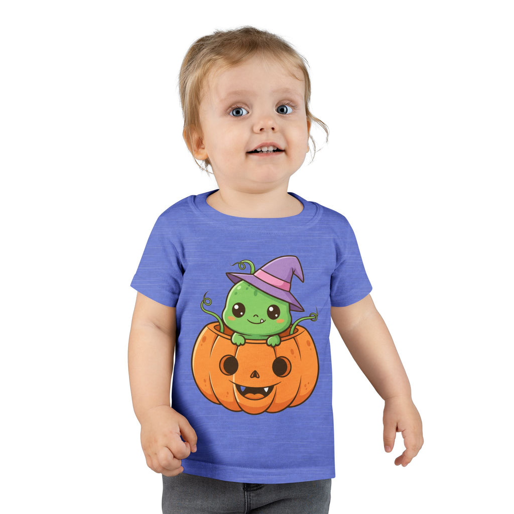 Cute Halloween Toddler T-Shirt with Pumpkin and Witch Hat Design