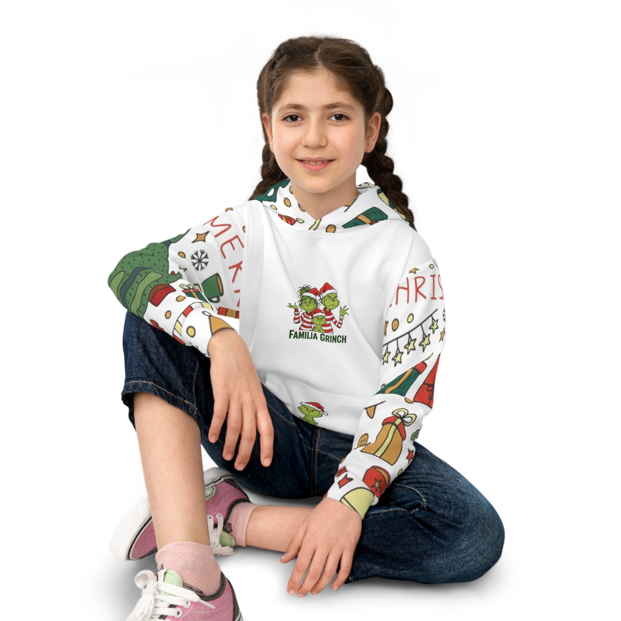 Festive Children's Hoodie - Merry Grinch Design