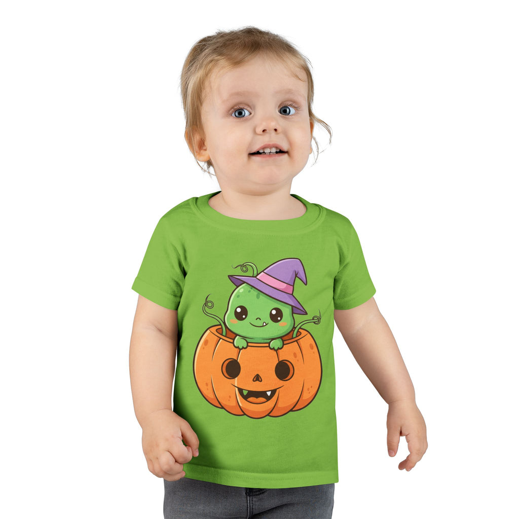 Cute Halloween Toddler T-Shirt with Pumpkin and Witch Hat Design