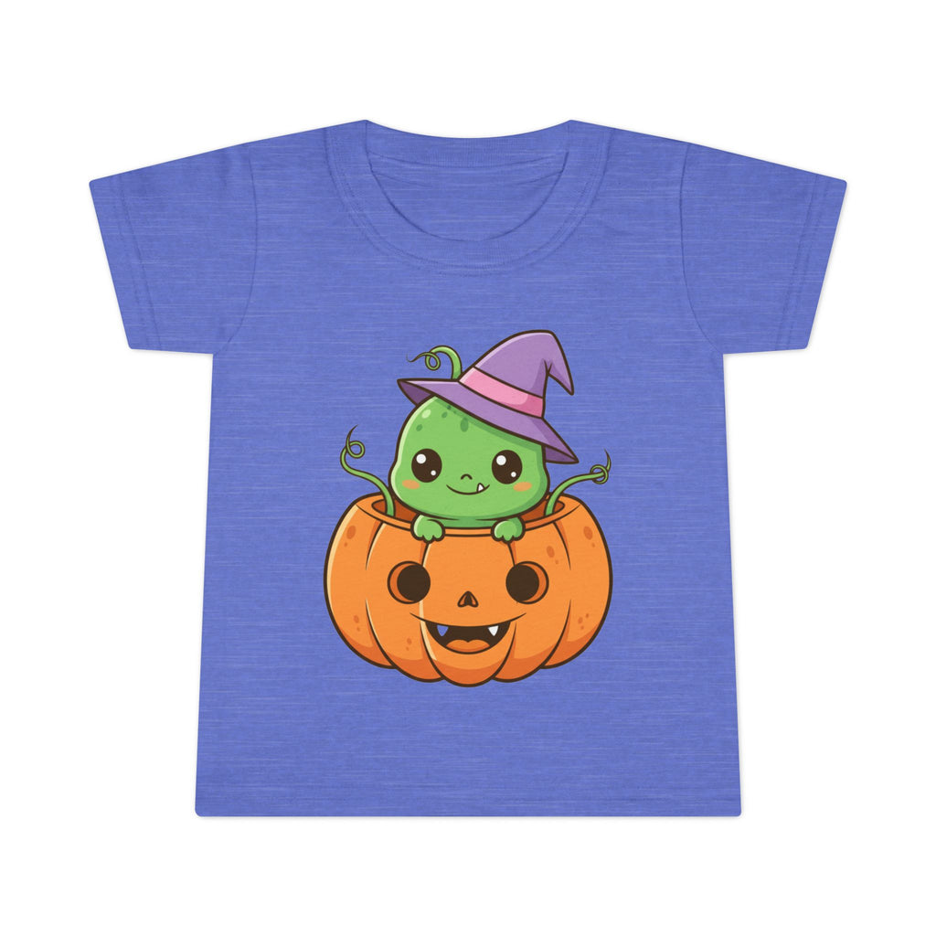 Cute Halloween Toddler T-Shirt with Pumpkin and Witch Hat Design