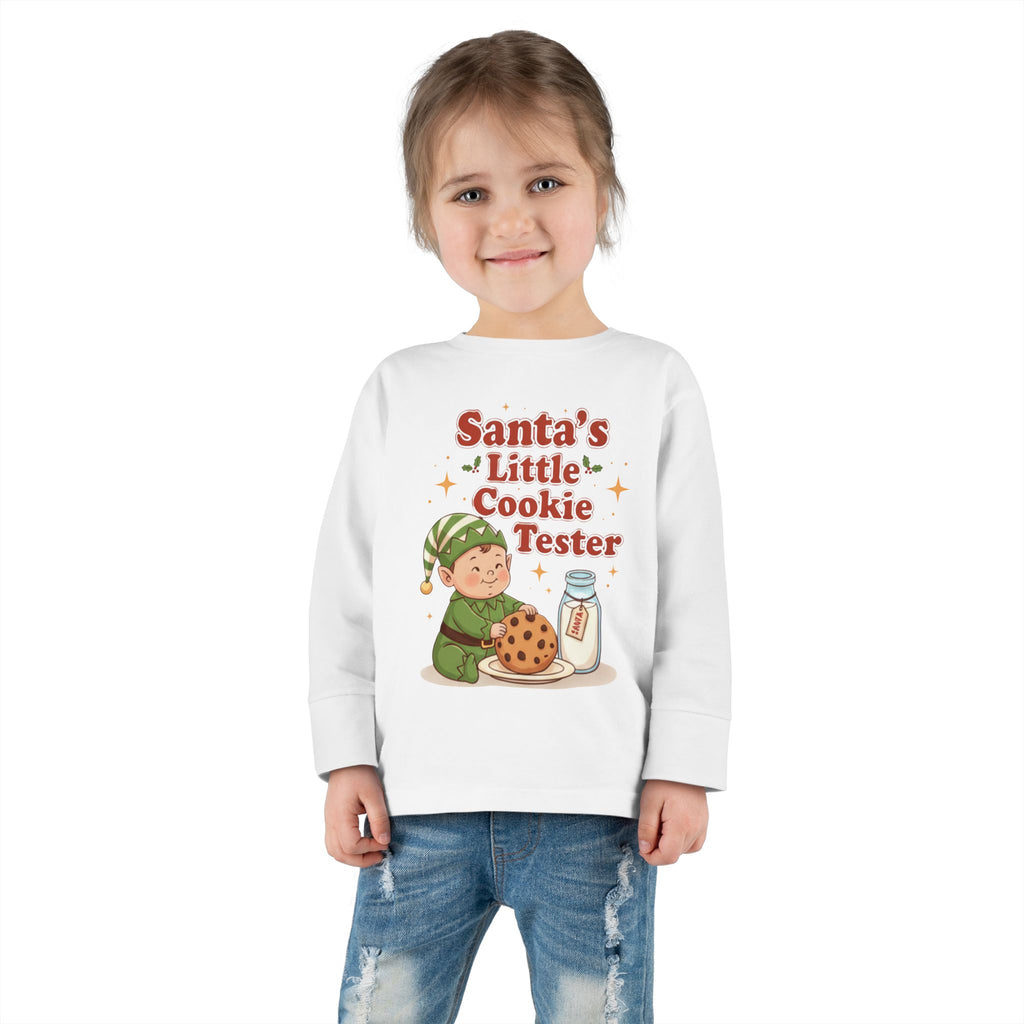 Santa's Little Cookie Tester Toddler Long Sleeve Tee