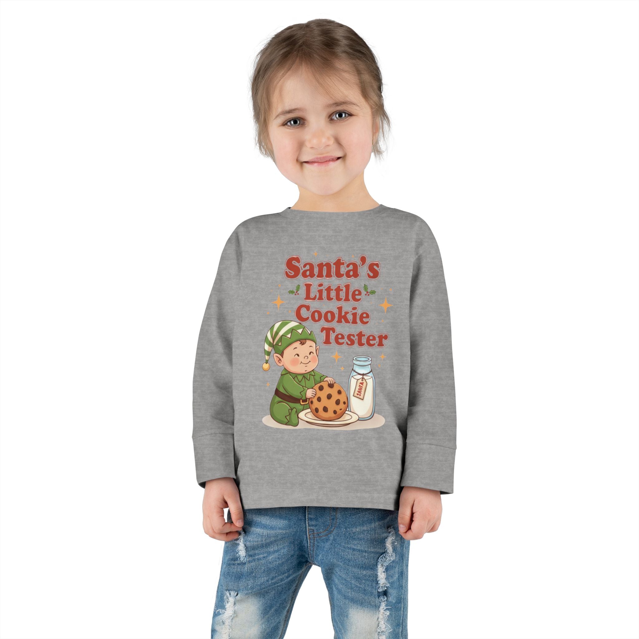 Santa's Little Cookie Tester Toddler Long Sleeve Tee