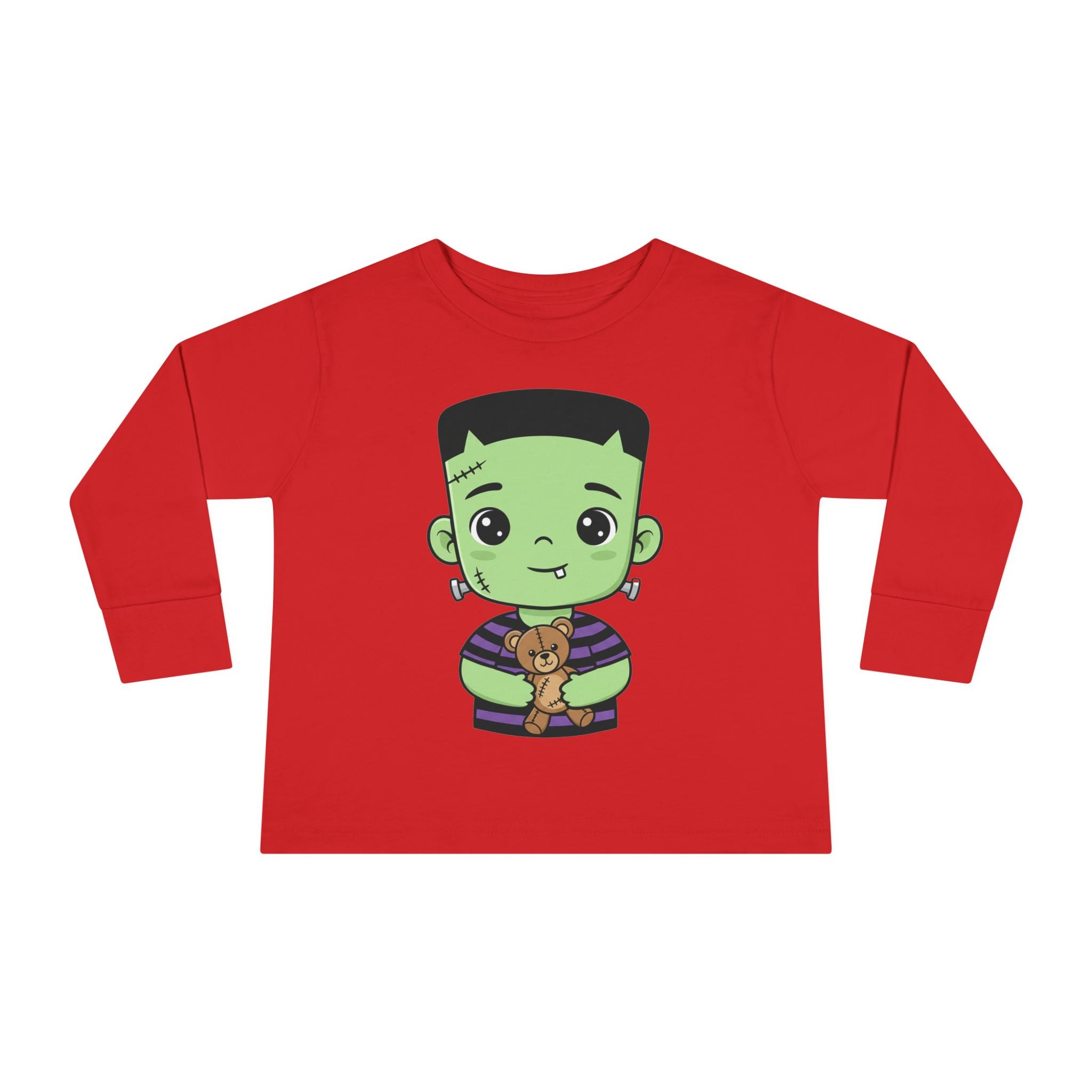 Cute Halloween Toddler Long Sleeve Tee with Cartoon Frankenstein