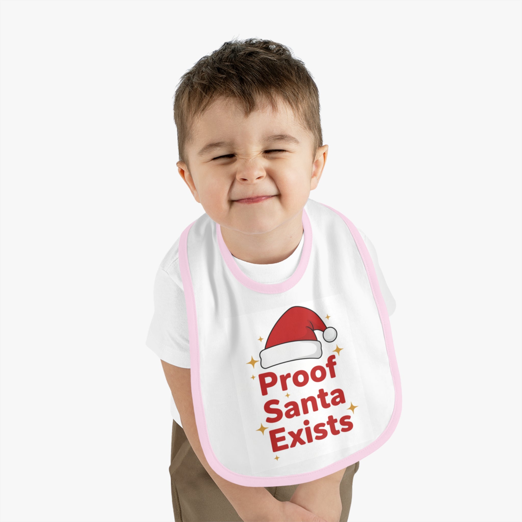 Holiday Baby Bib with Santa Design - Proof Santa Exists