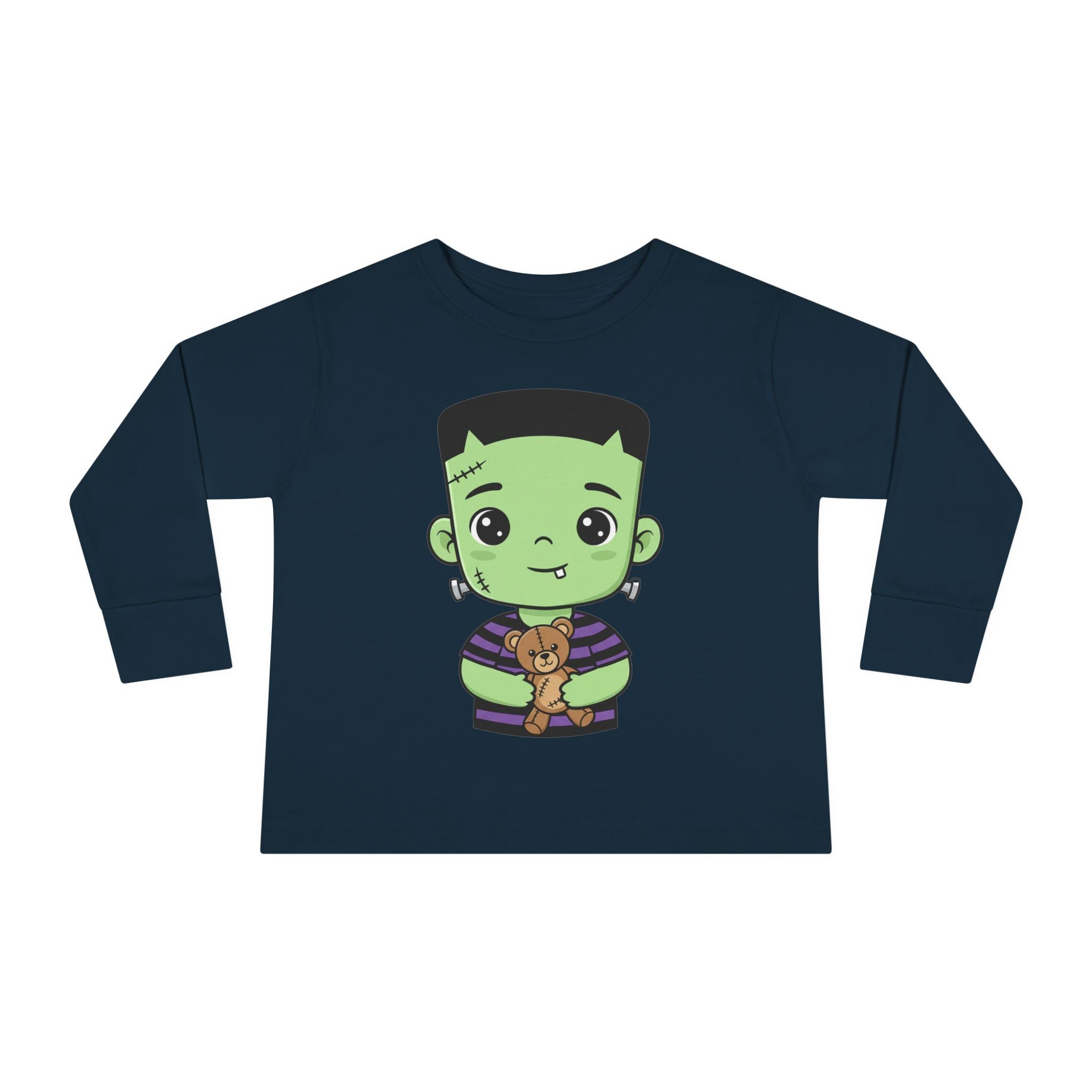 Cute Halloween Toddler Long Sleeve Tee with Cartoon Frankenstein