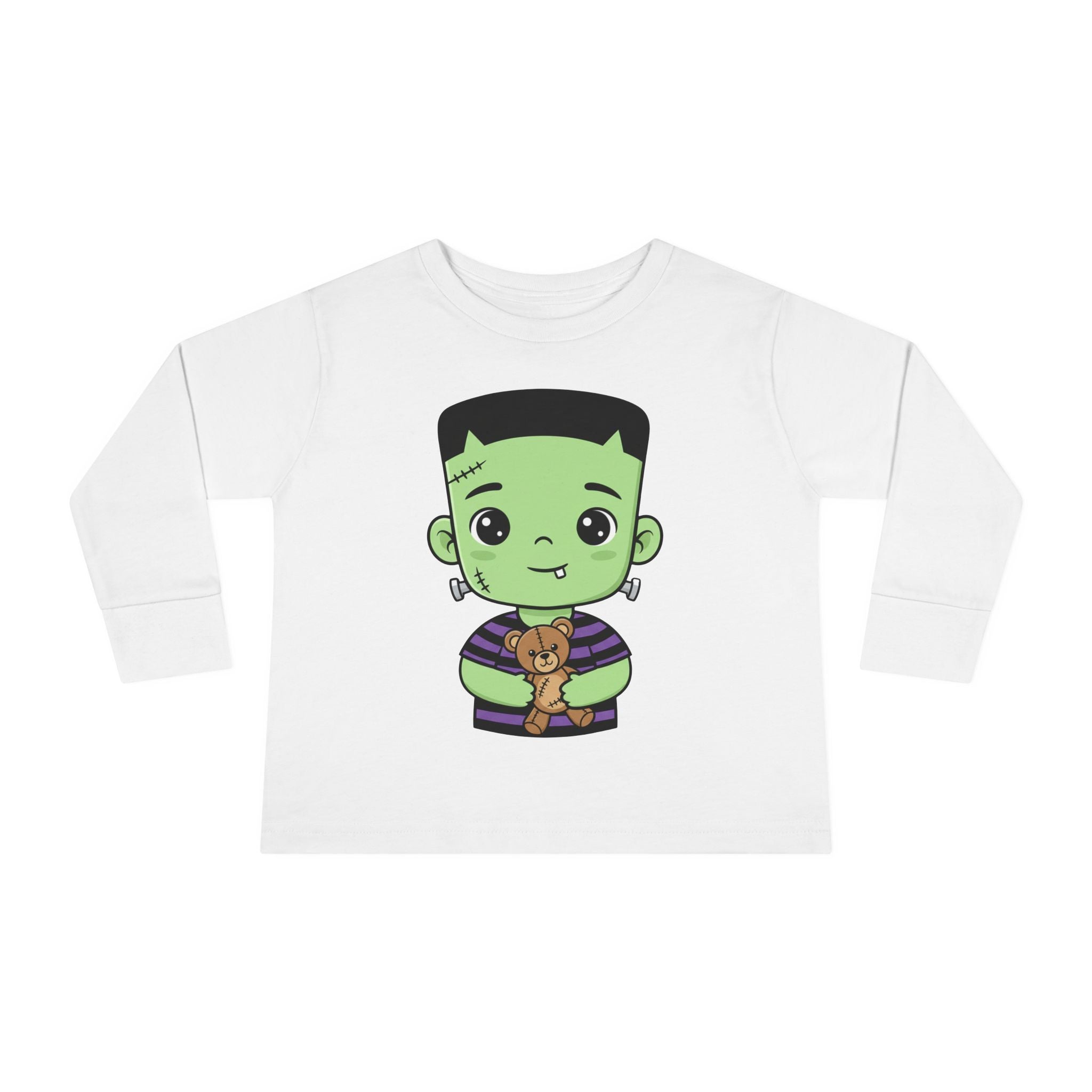 Cute Halloween Toddler Long Sleeve Tee with Cartoon Frankenstein