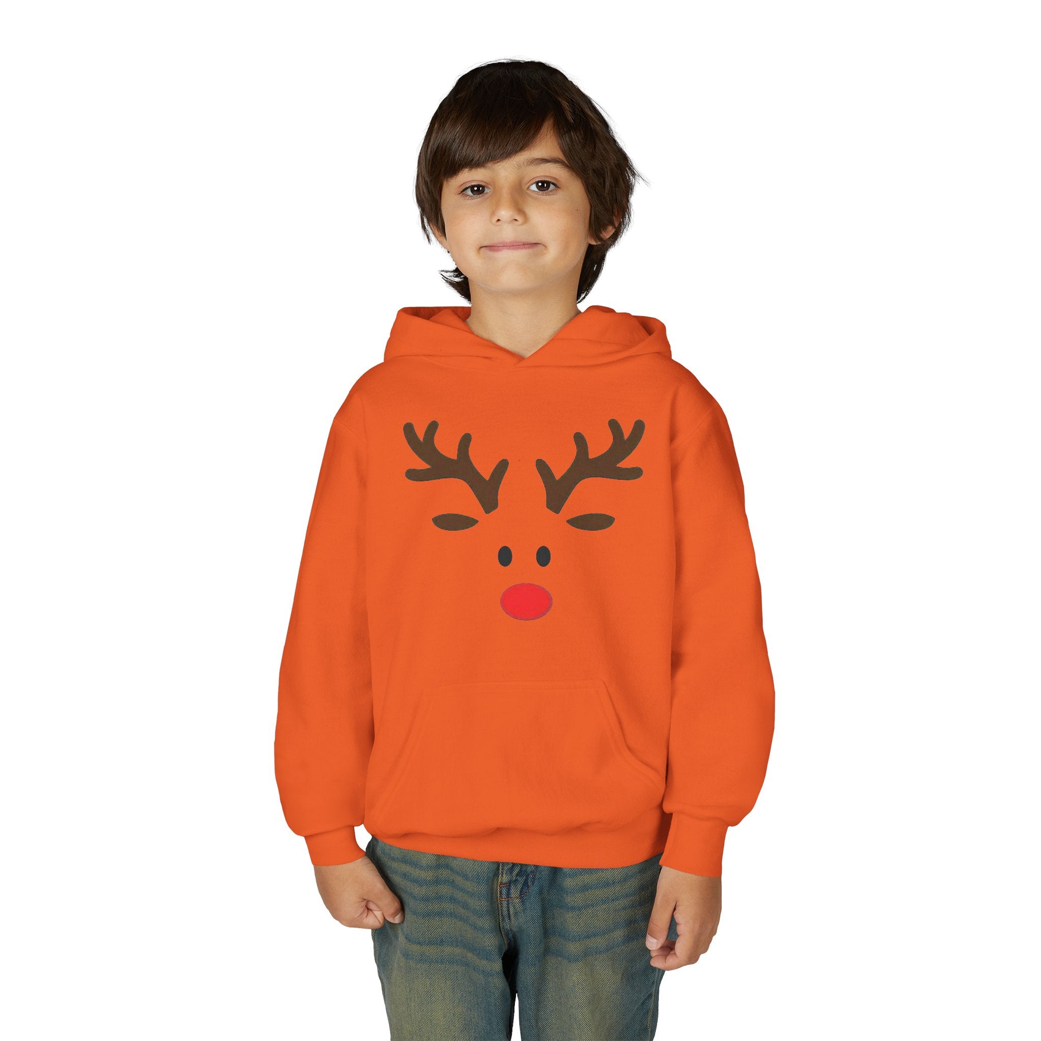 Reindeer Youth Hoodie - Festive Heavy Blend Sweatshirt for Kids