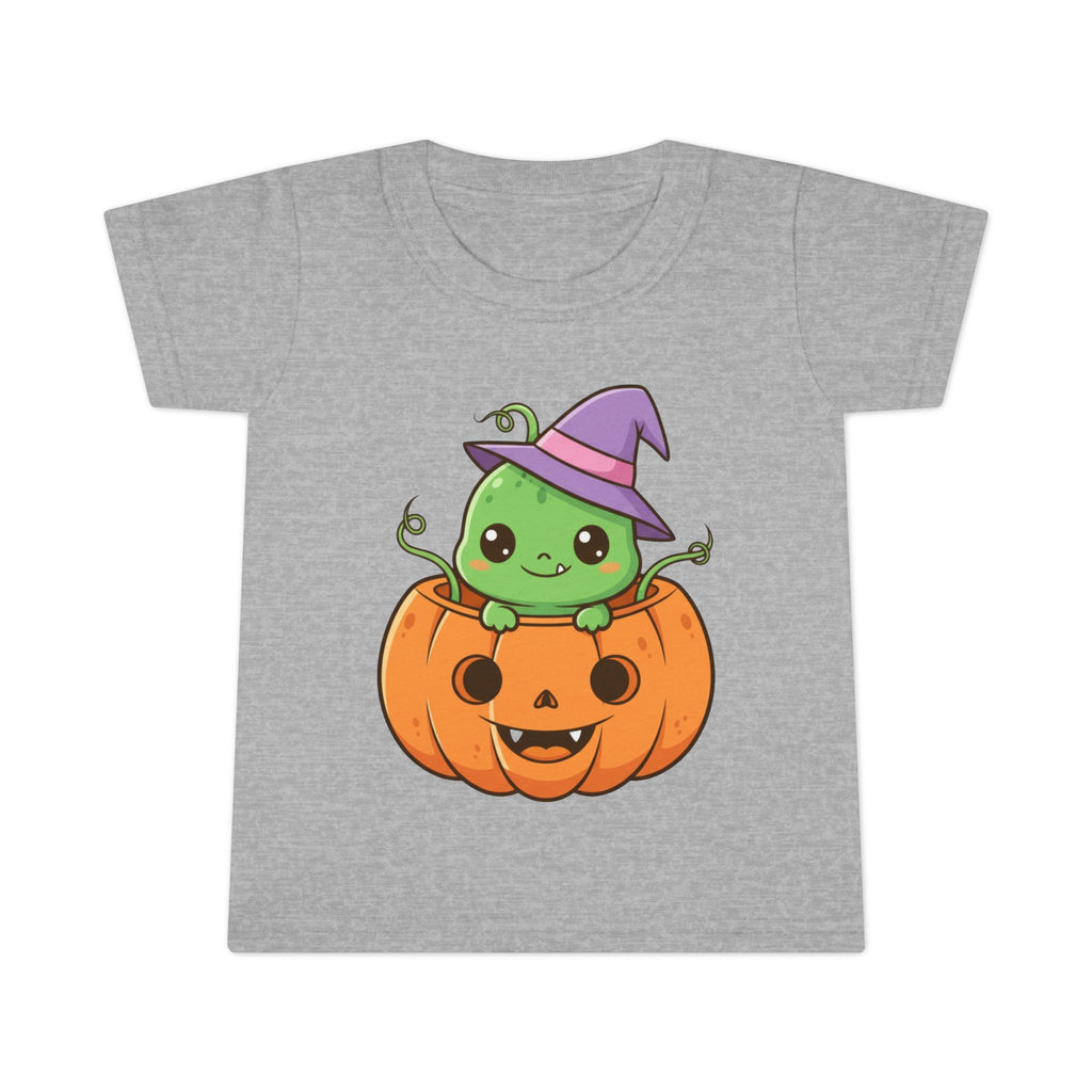 Cute Halloween Toddler T-Shirt with Pumpkin and Witch Hat Design