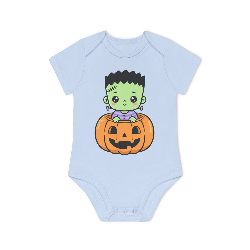 Cute Halloween Baby Bodysuit - Organic Short Sleeve Frankenstein Design