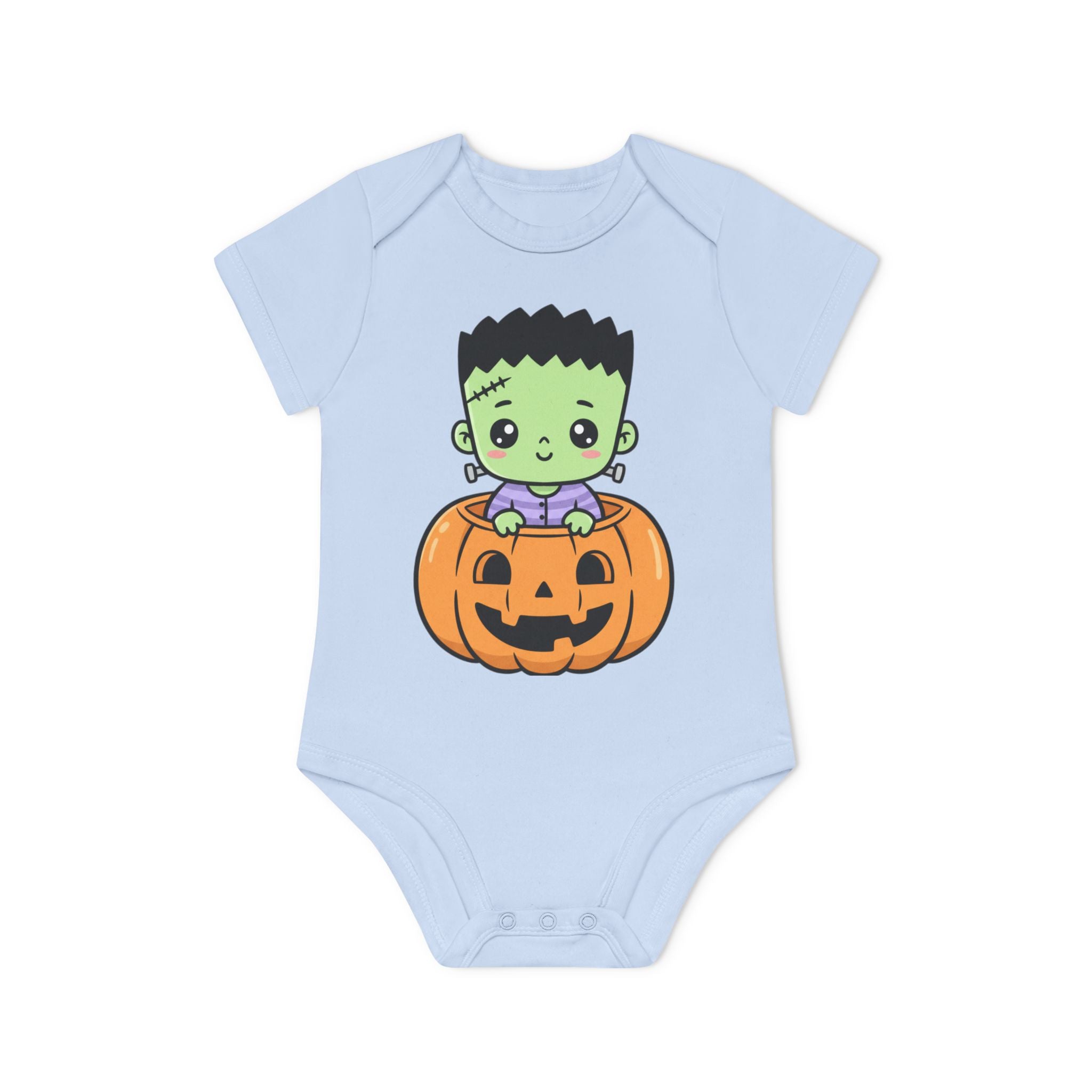 Cute Halloween Baby Bodysuit - Organic Short Sleeve Frankenstein Design