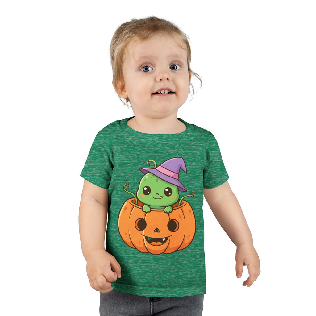 Cute Halloween Toddler T-Shirt with Pumpkin and Witch Hat Design