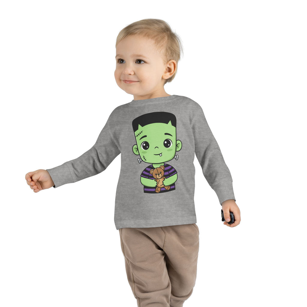 Cute Halloween Toddler Long Sleeve Tee with Cartoon Frankenstein