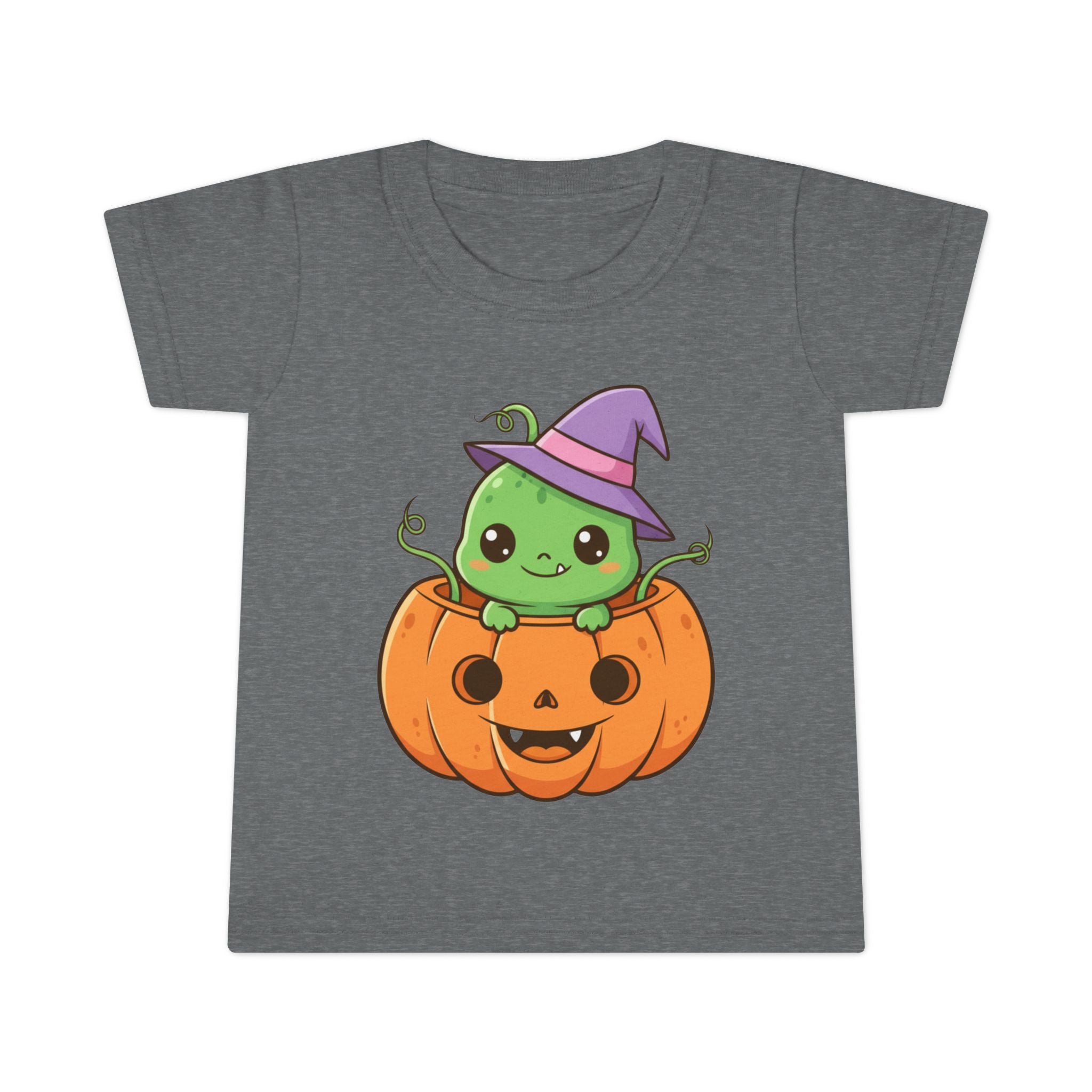 Cute Halloween Toddler T-Shirt with Pumpkin and Witch Hat Design