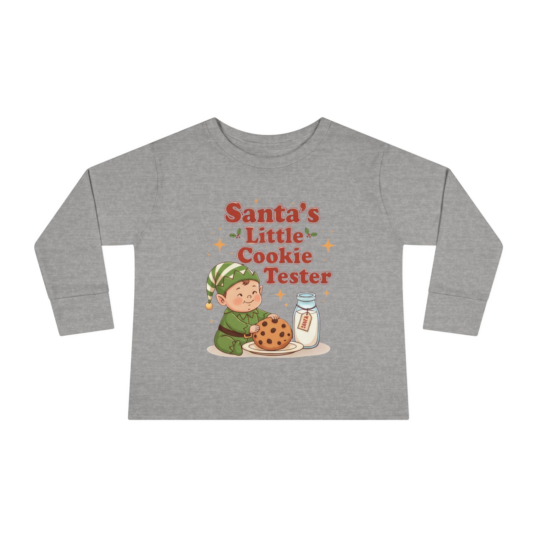 Santa's Little Cookie Tester Toddler Long Sleeve Tee