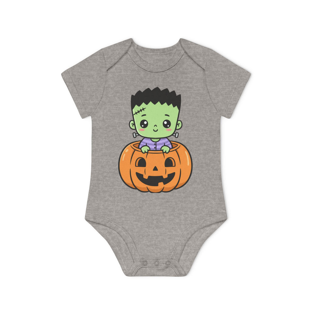 Cute Halloween Baby Bodysuit - Organic Short Sleeve Frankenstein Design