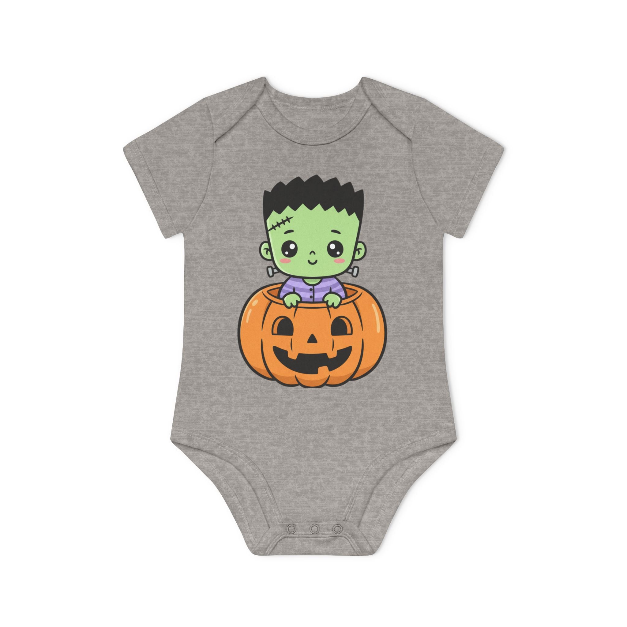 Cute Halloween Baby Bodysuit - Organic Short Sleeve Frankenstein Design