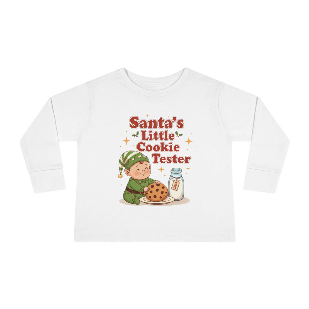 Santa's Little Cookie Tester Toddler Long Sleeve Tee