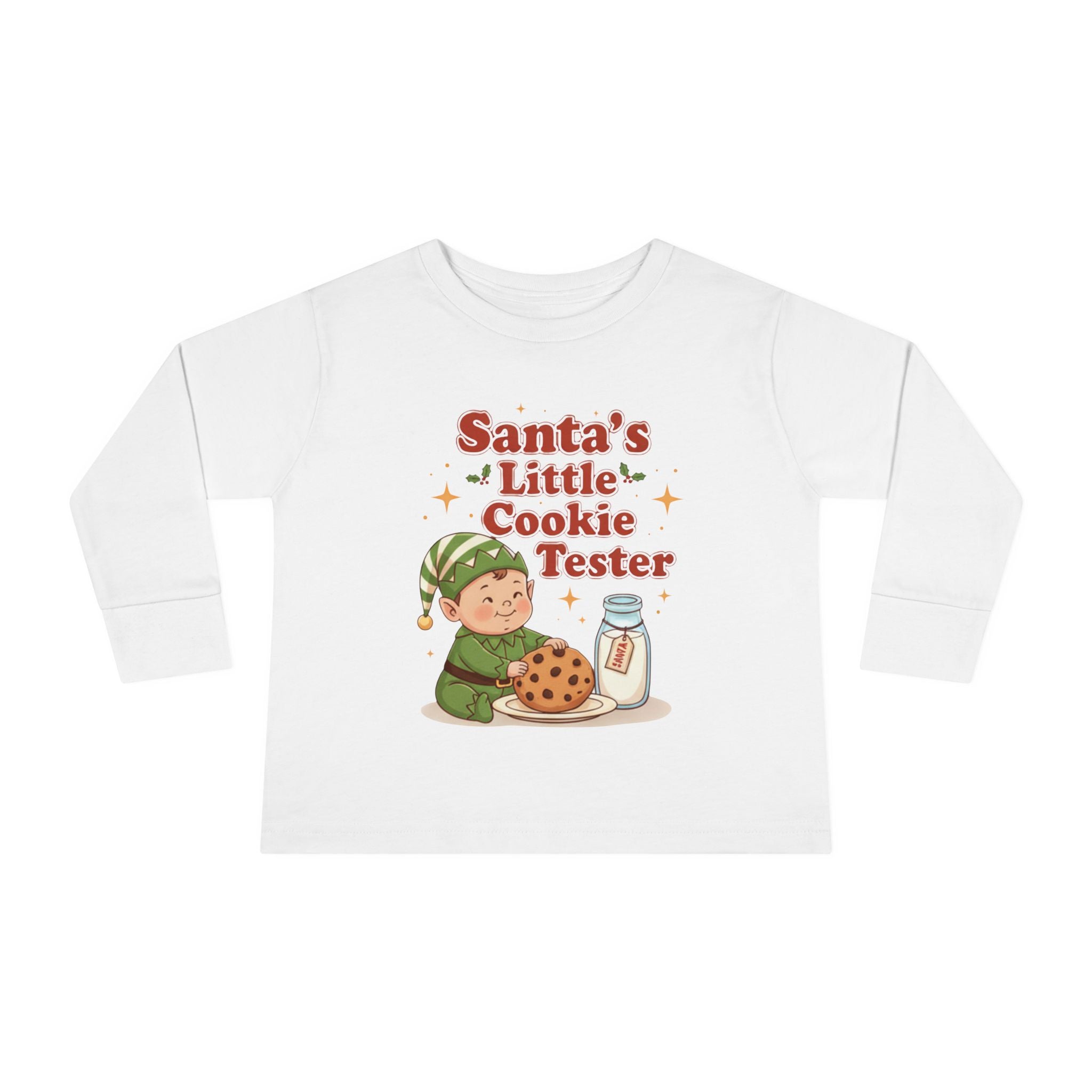 Santa's Little Cookie Tester Toddler Long Sleeve Tee