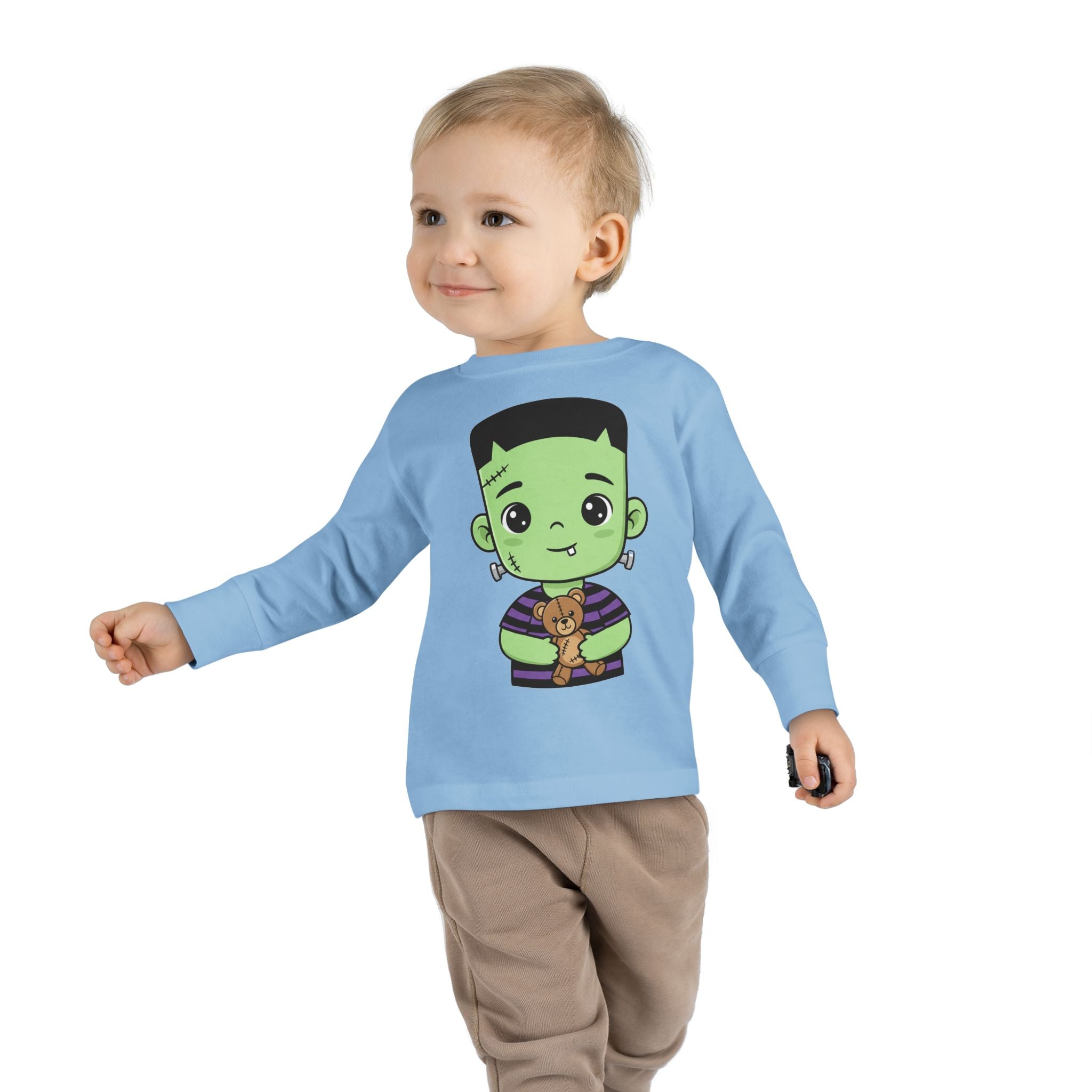Cute Halloween Toddler Long Sleeve Tee with Cartoon Frankenstein
