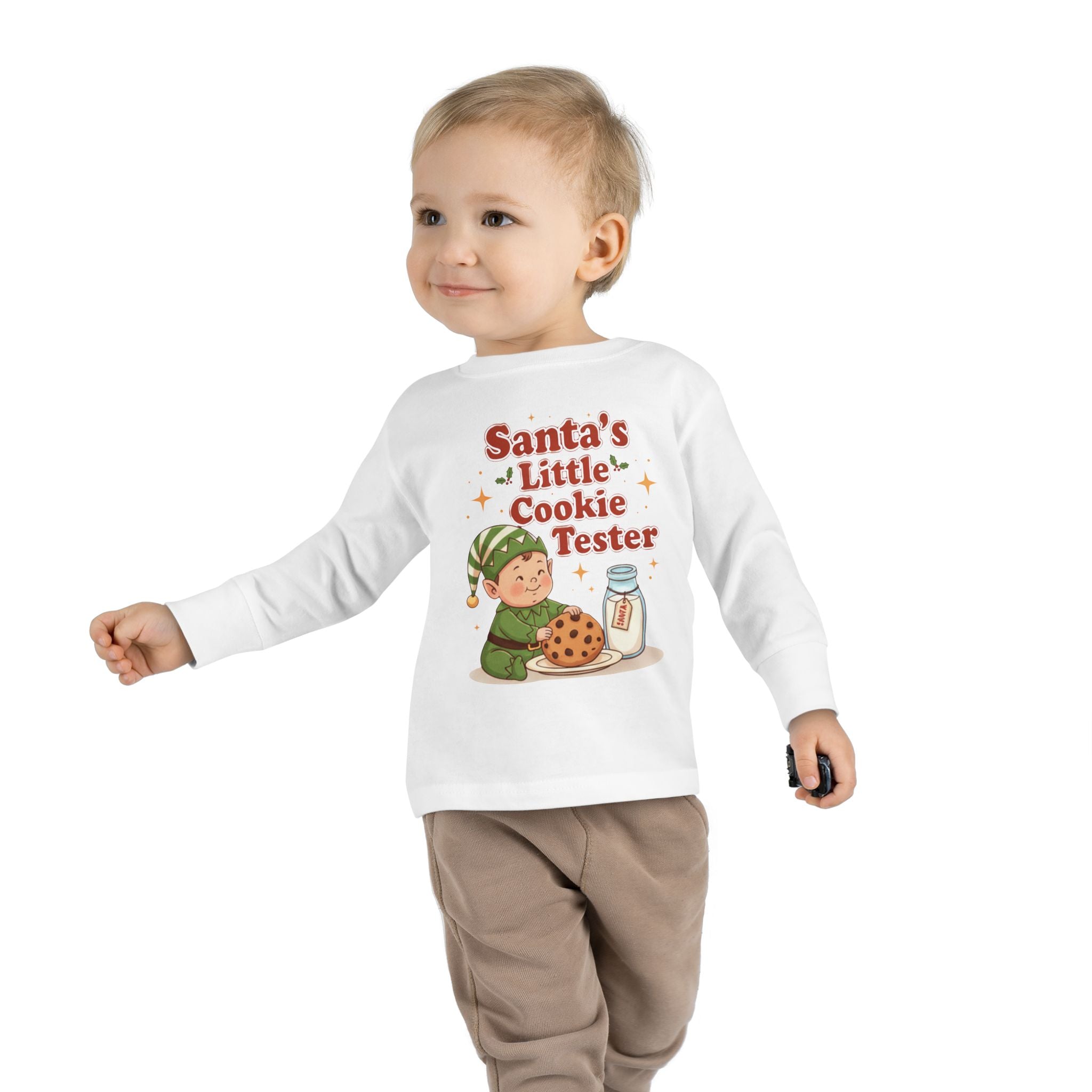 Santa's Little Cookie Tester Toddler Long Sleeve Tee