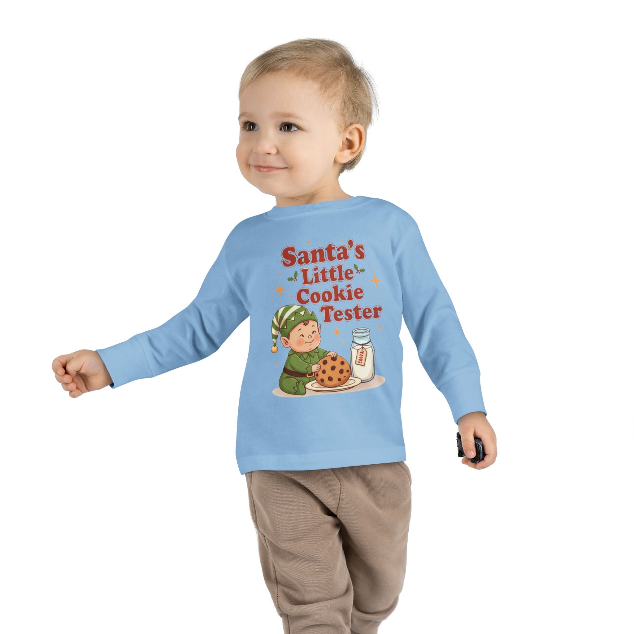 Santa's Little Cookie Tester Toddler Long Sleeve Tee