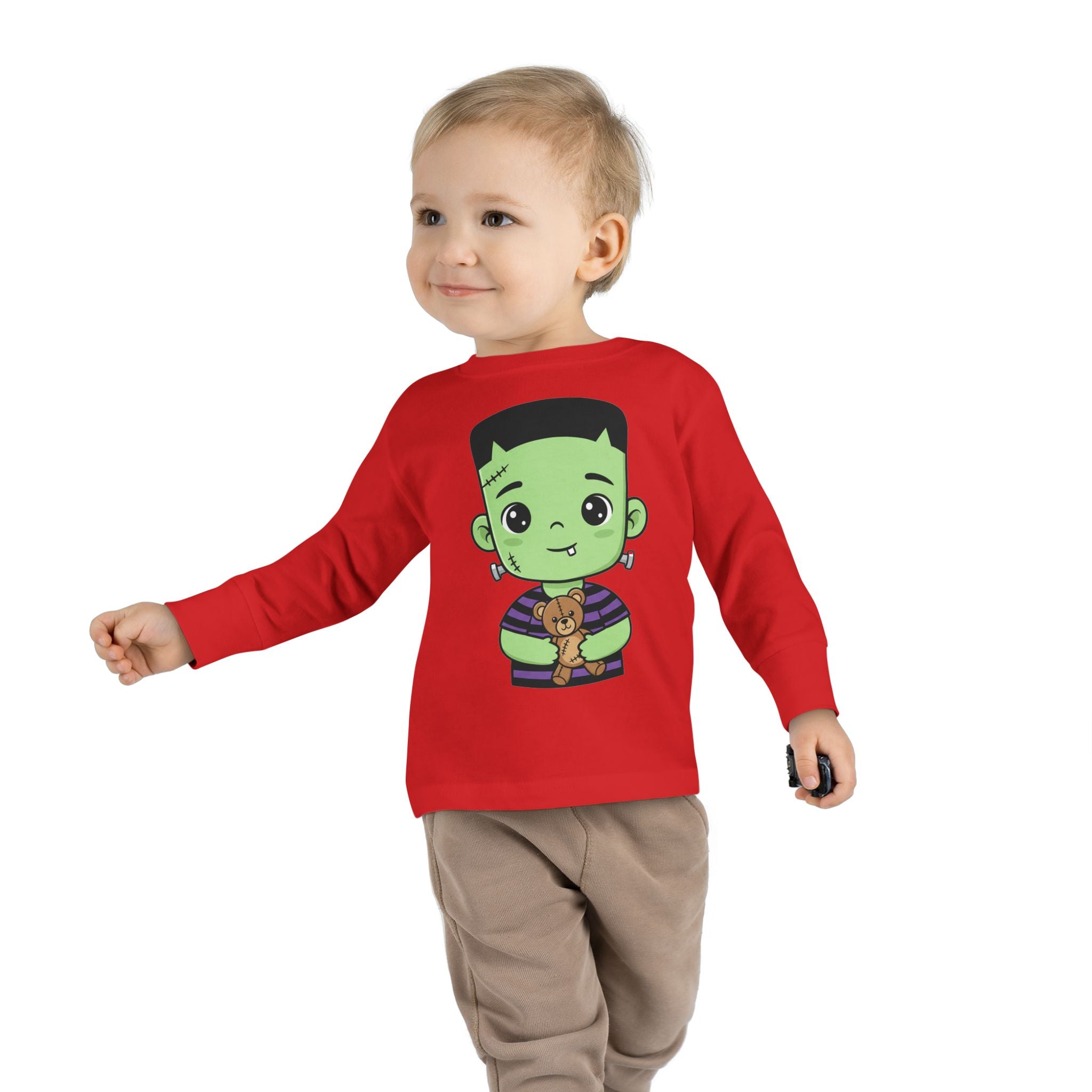 Cute Halloween Toddler Long Sleeve Tee with Cartoon Frankenstein