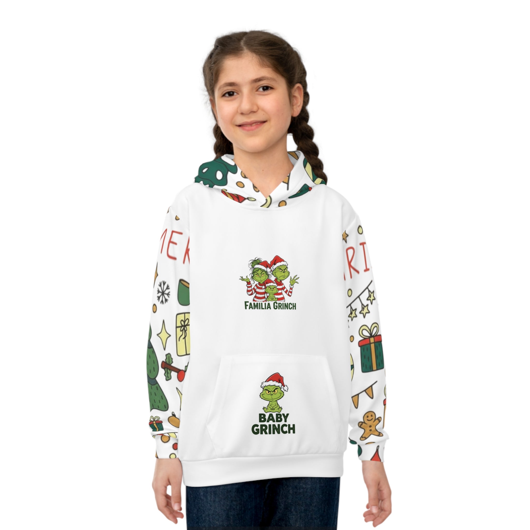 Festive Children's Hoodie - Merry Grinch Design