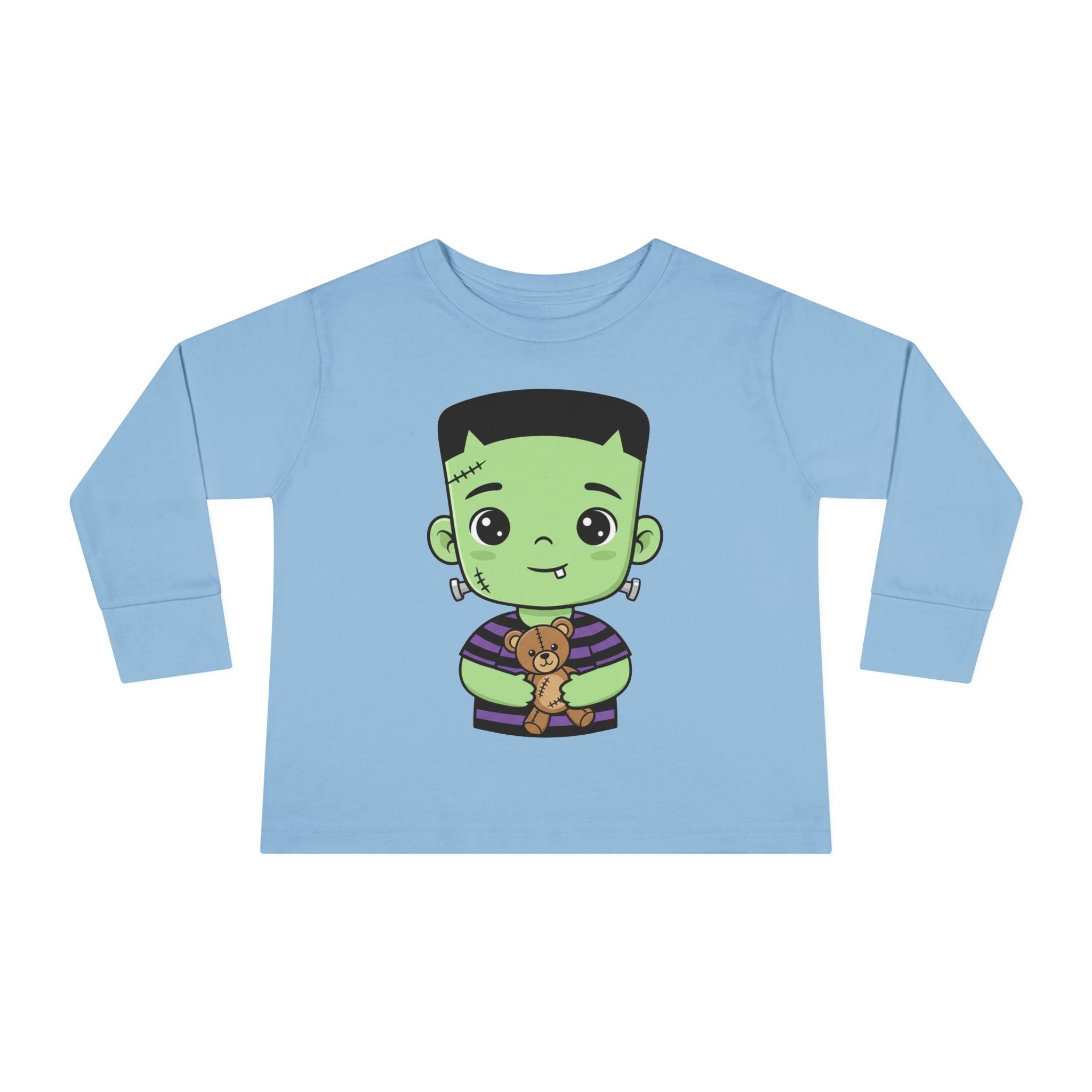 Cute Halloween Toddler Long Sleeve Tee with Cartoon Frankenstein