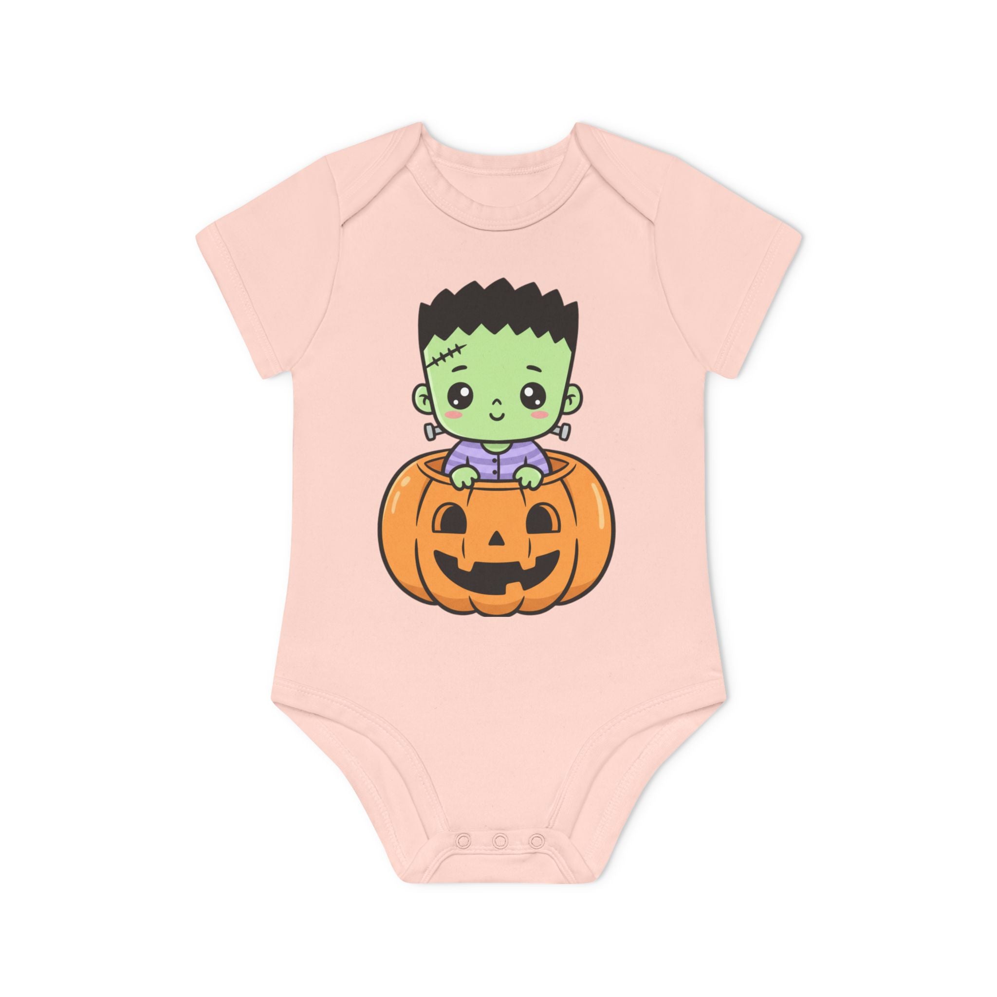 Cute Halloween Baby Bodysuit - Organic Short Sleeve Frankenstein Design