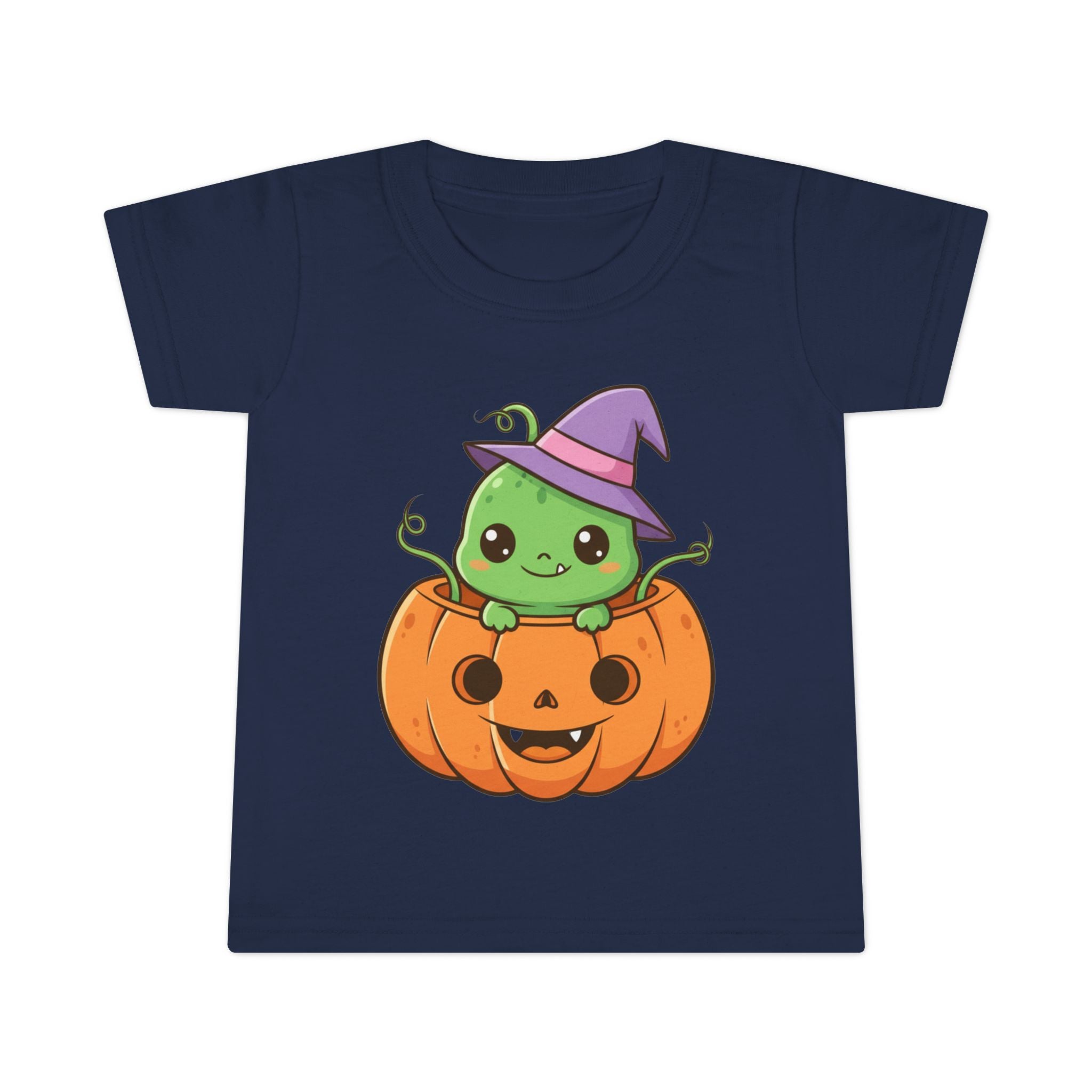 Cute Halloween Toddler T-Shirt with Pumpkin and Witch Hat Design