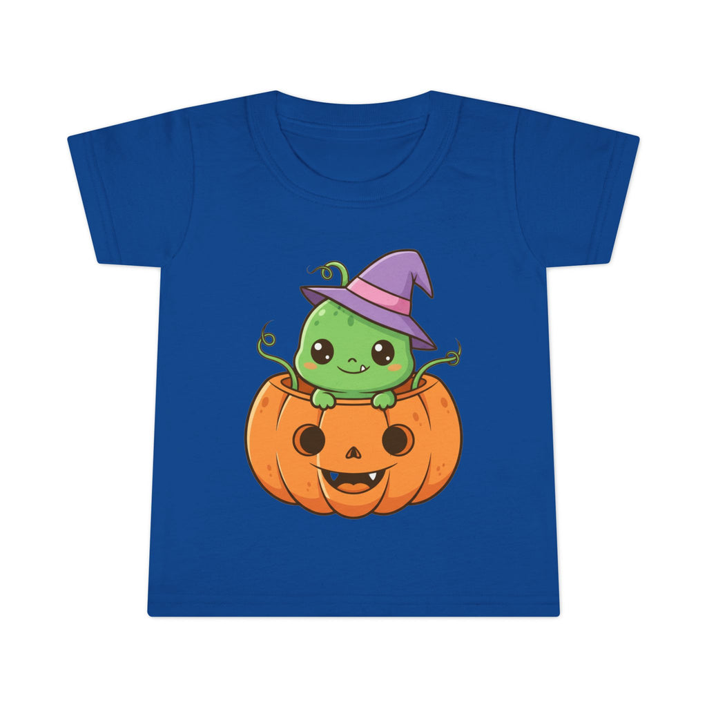 Cute Halloween Toddler T-Shirt with Pumpkin and Witch Hat Design