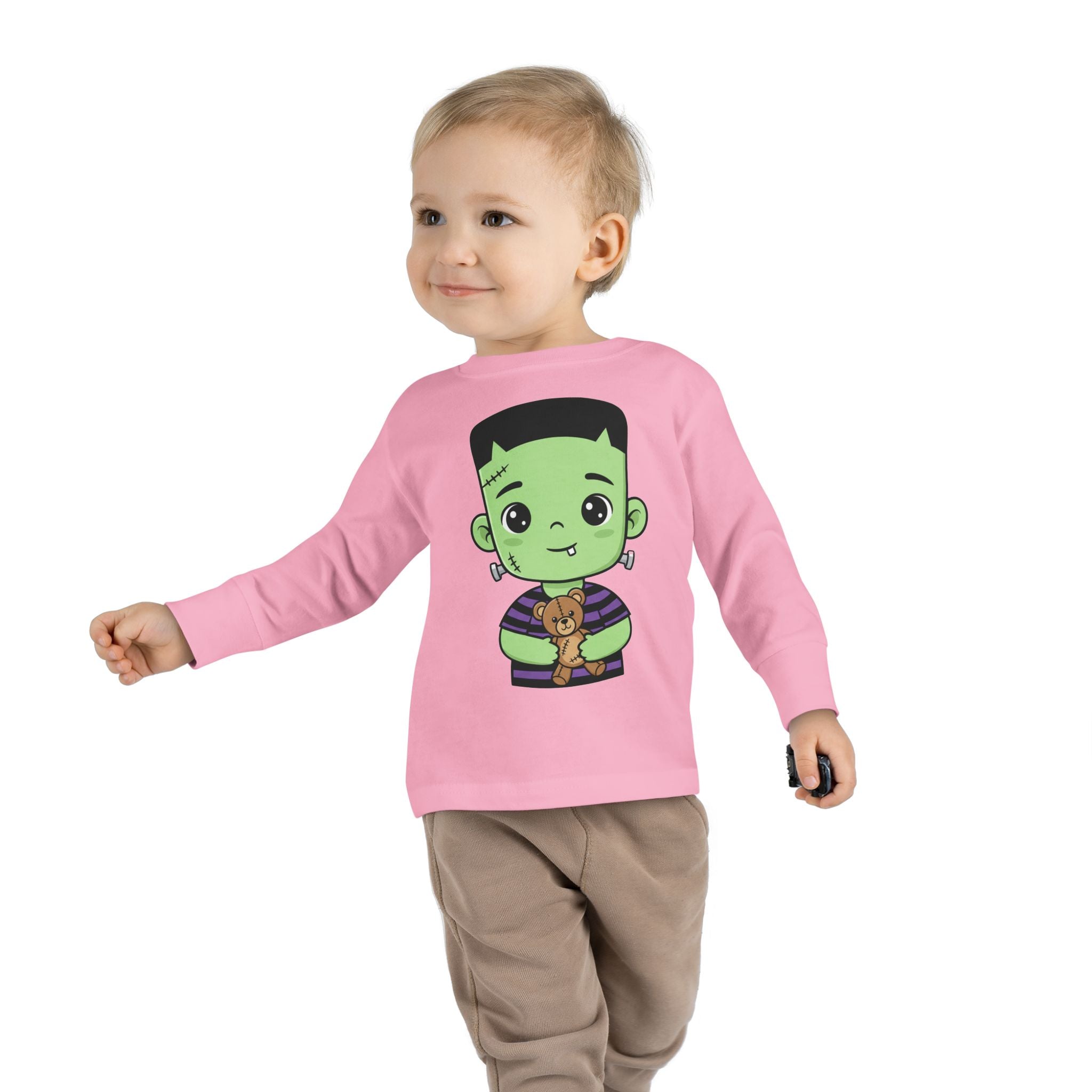 Cute Halloween Toddler Long Sleeve Tee with Cartoon Frankenstein