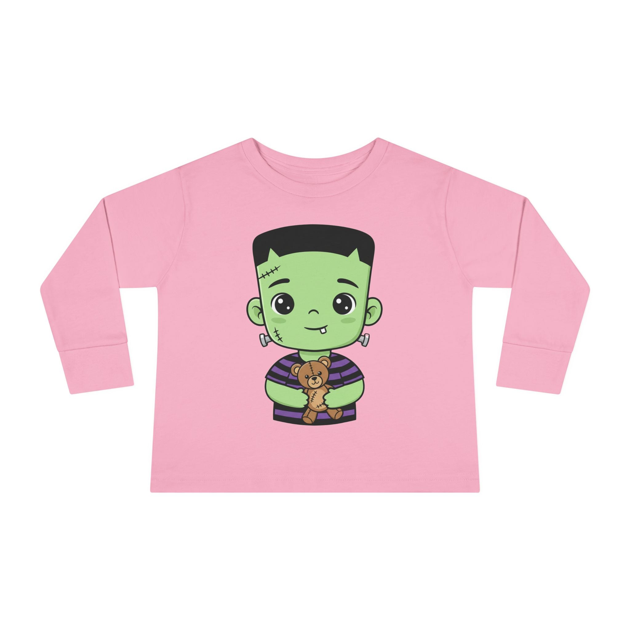 Cute Halloween Toddler Long Sleeve Tee with Cartoon Frankenstein