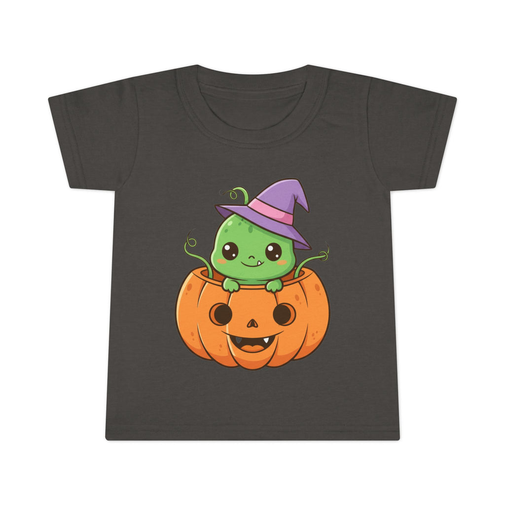 Cute Halloween Toddler T-Shirt with Pumpkin and Witch Hat Design