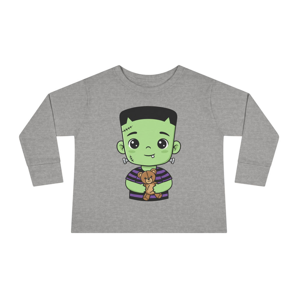 Cute Halloween Toddler Long Sleeve Tee with Cartoon Frankenstein