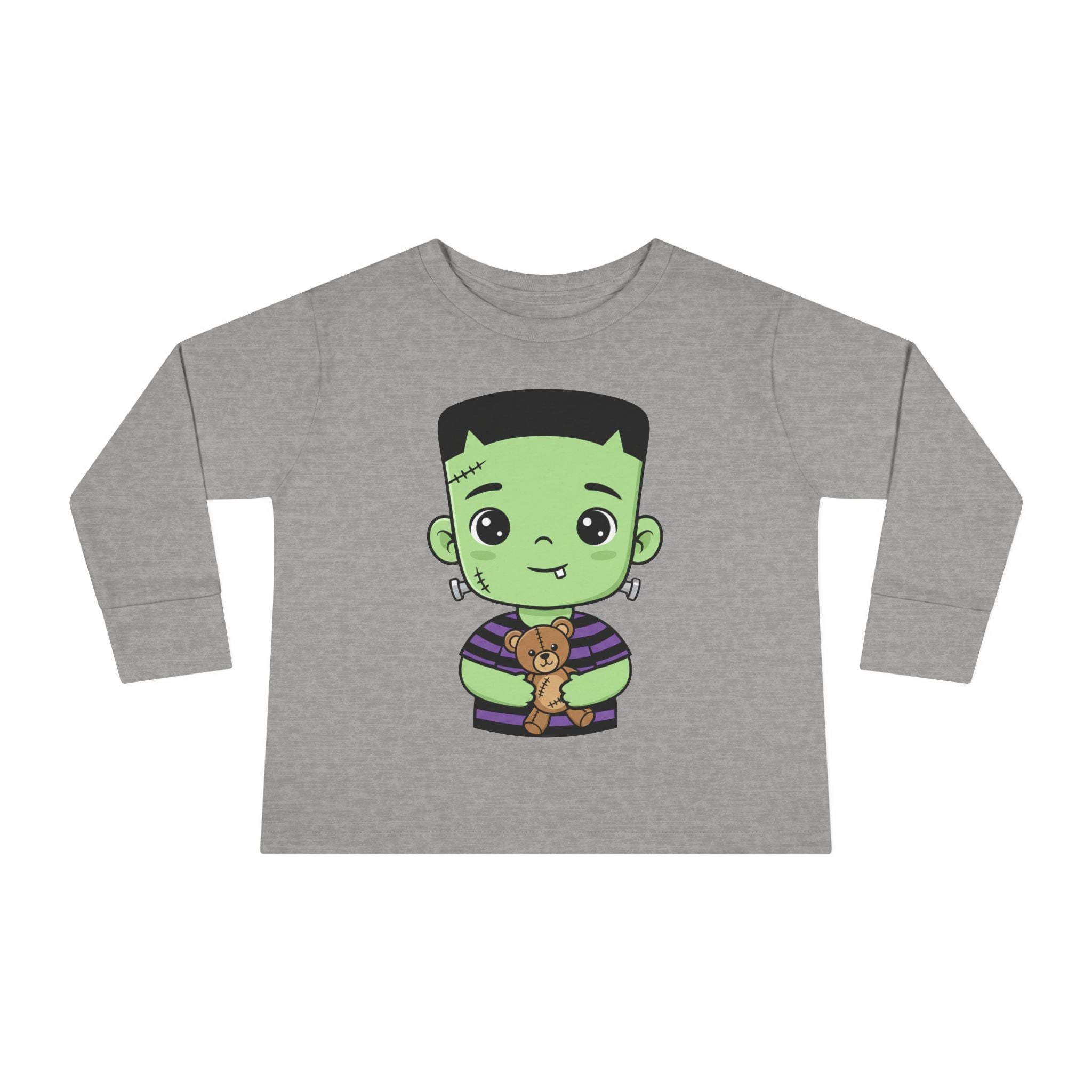 Cute Halloween Toddler Long Sleeve Tee with Cartoon Frankenstein