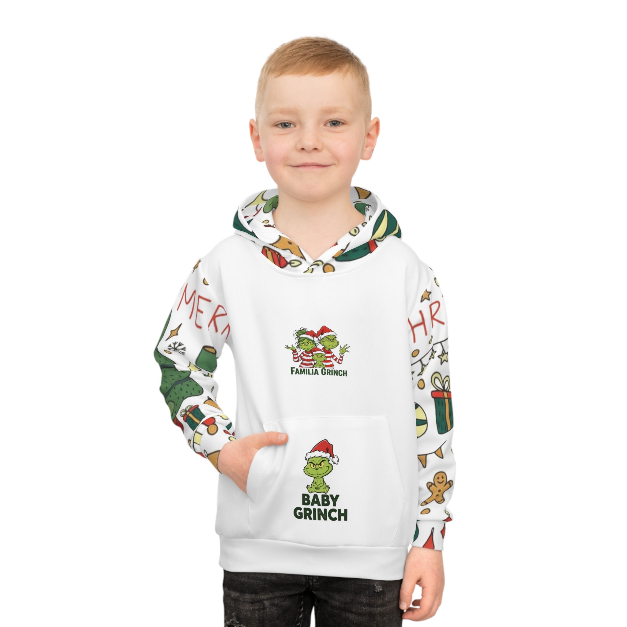 Festive Children's Hoodie - Merry Grinch Design