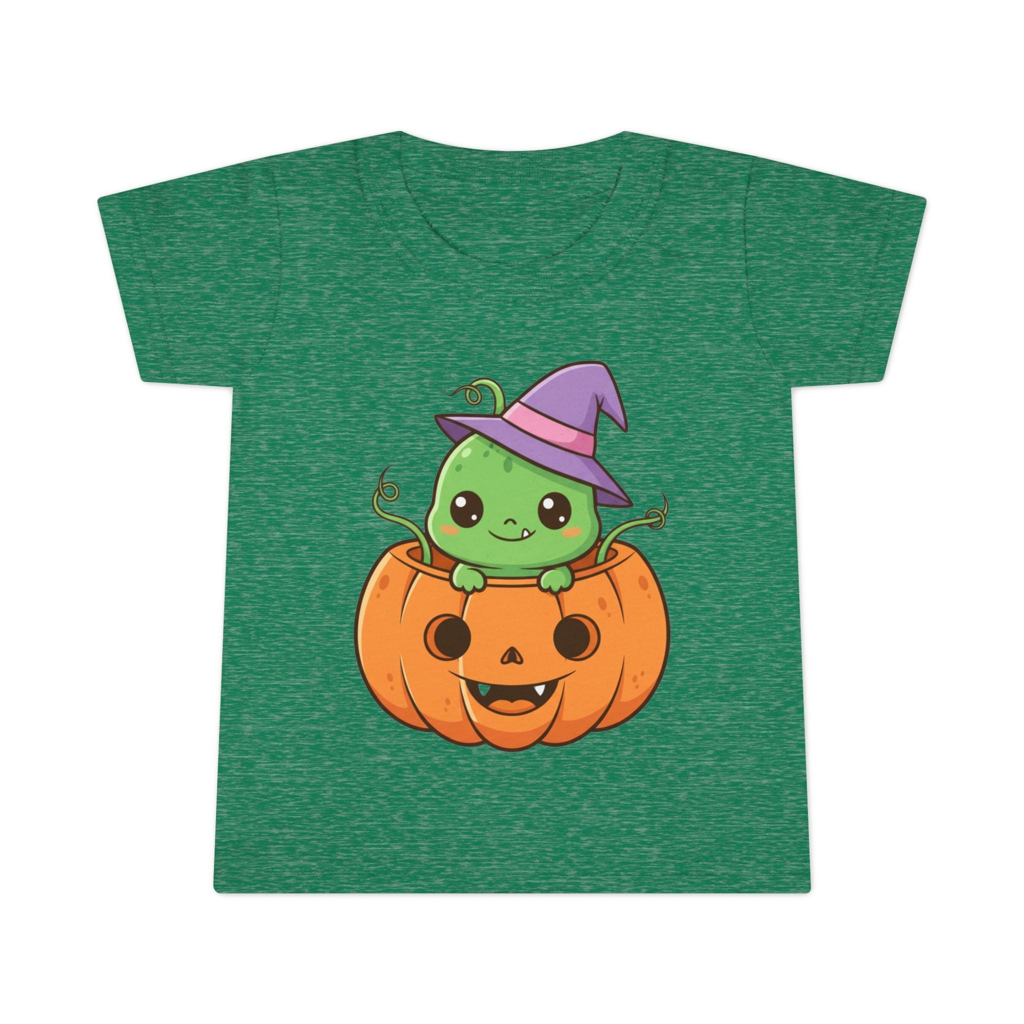 Cute Halloween Toddler T-Shirt with Pumpkin and Witch Hat Design
