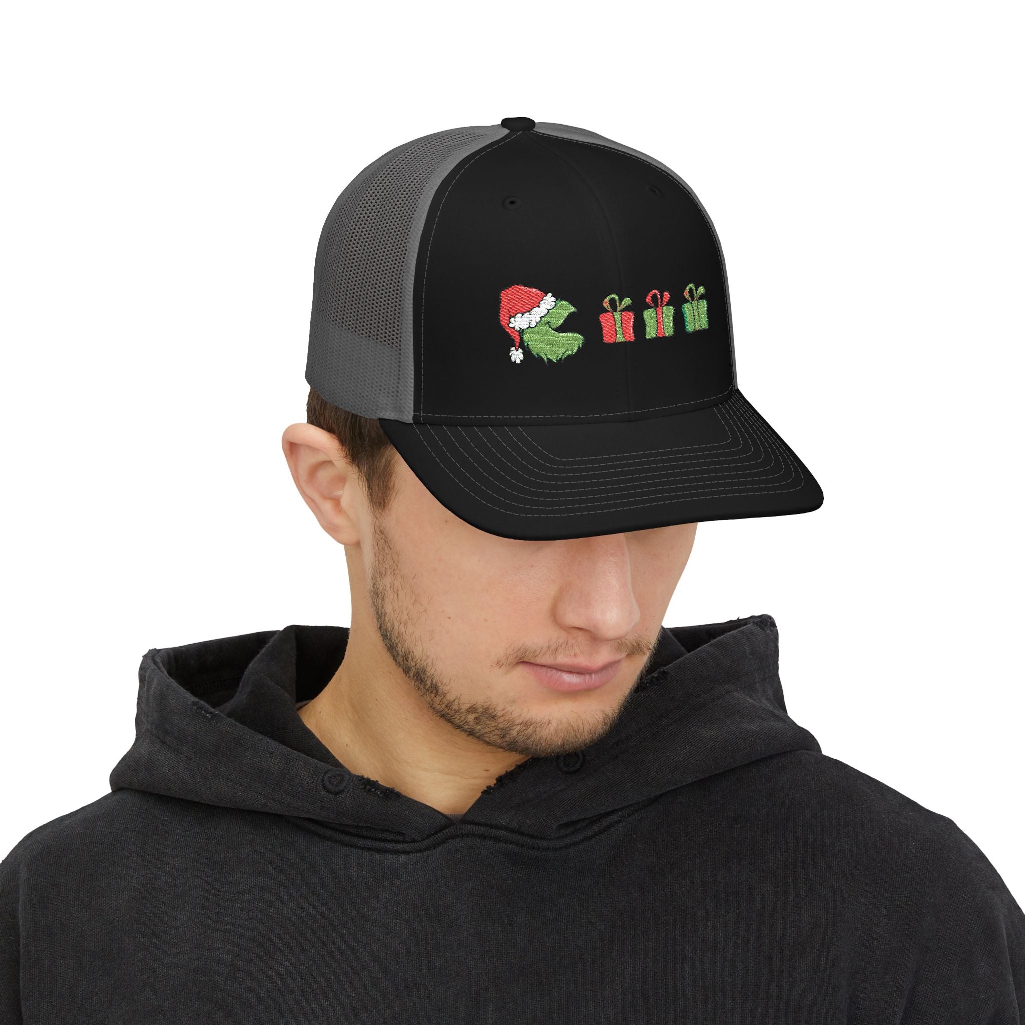 Festive Embroidered Snapback Trucker Cap - Christmas Style