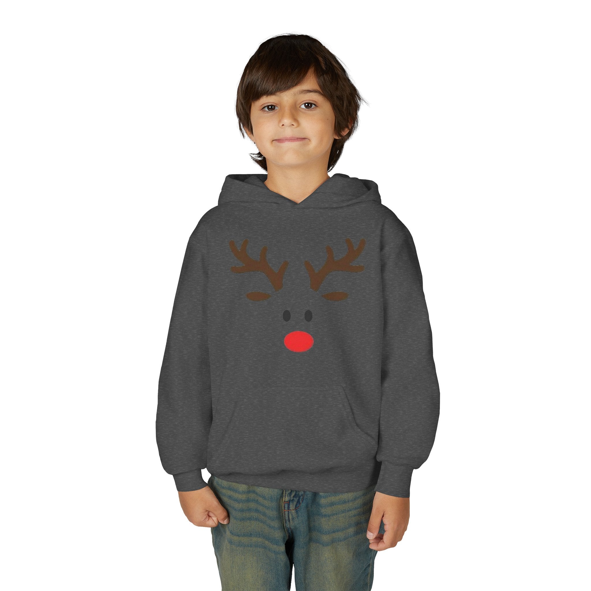 Reindeer Youth Hoodie - Festive Heavy Blend Sweatshirt for Kids