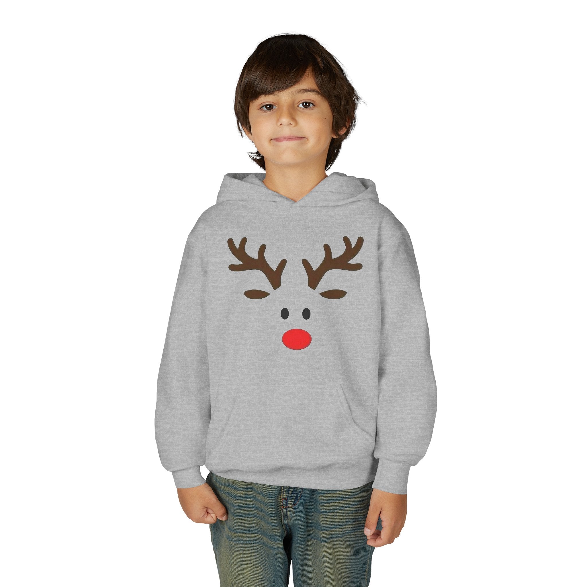 Reindeer Youth Hoodie - Festive Heavy Blend Sweatshirt for Kids
