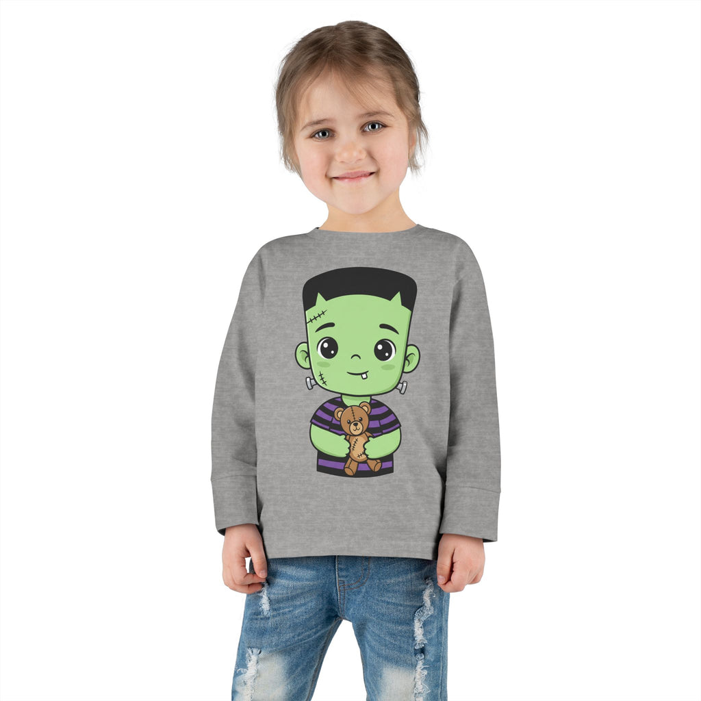 Cute Halloween Toddler Long Sleeve Tee with Cartoon Frankenstein