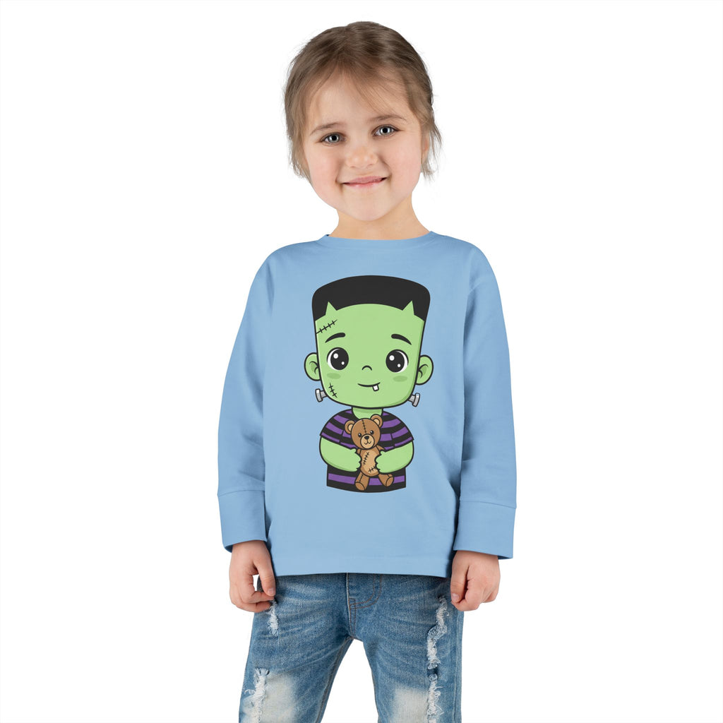 Cute Halloween Toddler Long Sleeve Tee with Cartoon Frankenstein
